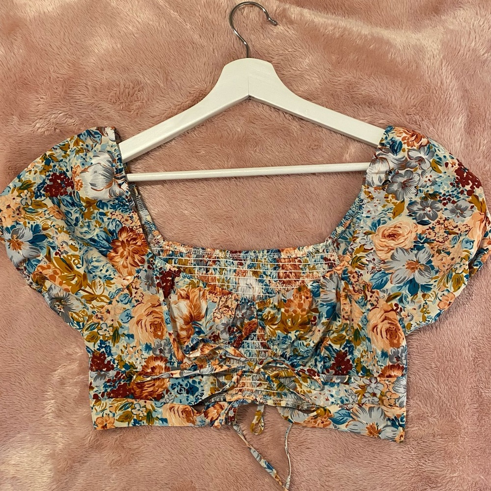 Floral Tie Detail Crop Top